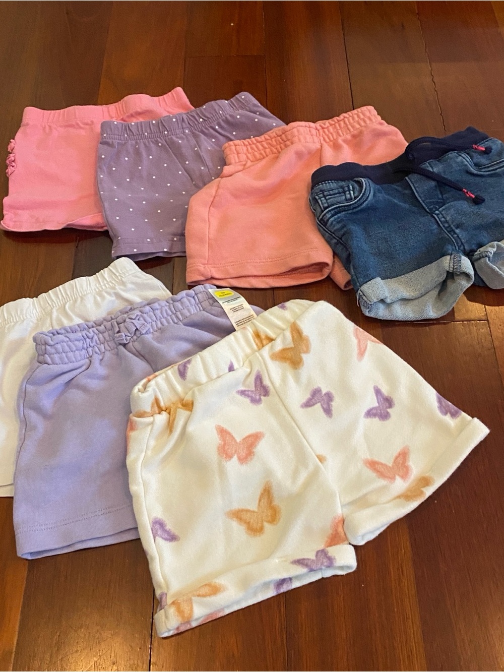 Mixed Pack of Girls' Soft Shorts - Pink, Purple, White Butterfly